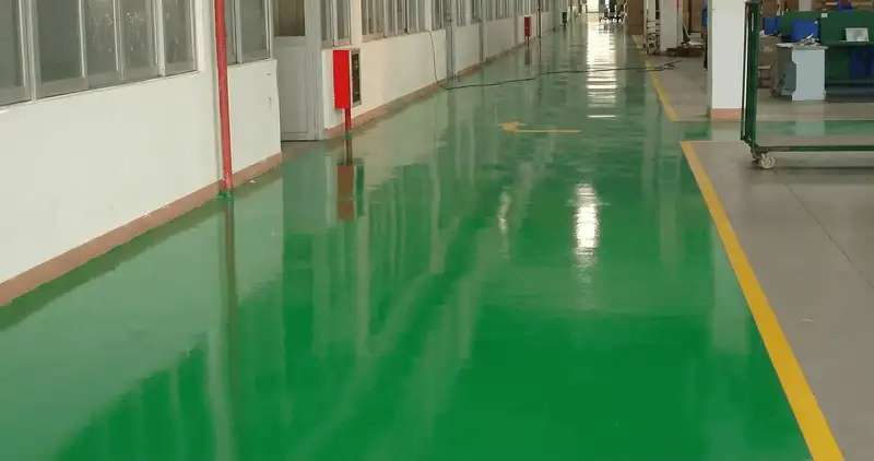 A factory floor professionally covered and marked with epoxy flooring in Ann Arbor, MI