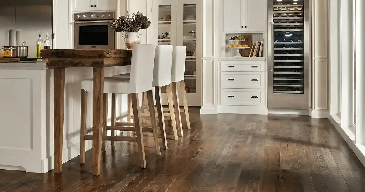 Professionally installed and refinished hardwood flooring in a residential home, showcasing smooth finish and natural wood tones in Ann Arbor, MI